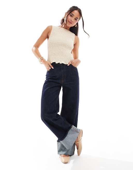 ASOS DESIGN – Kremowy popelinowy top bez rękawów z marszczeniem, 2 z 4