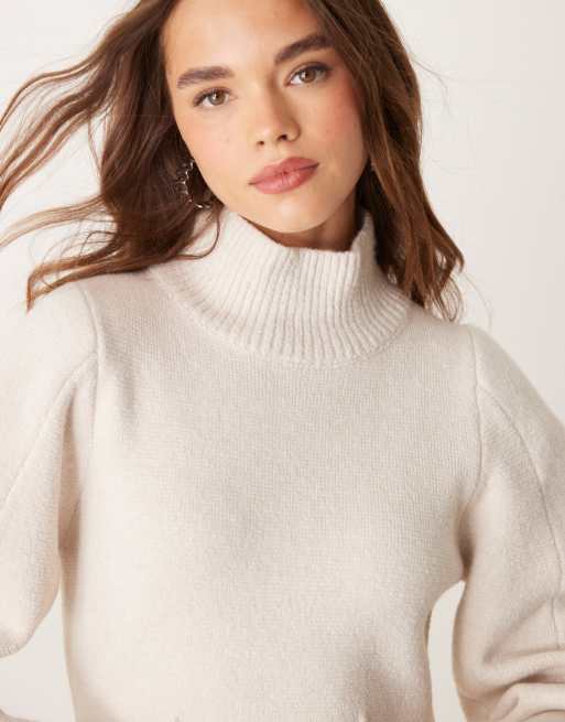 ASOS DESIGN – Kremowy sweter z golfem i usztywnianymi rękawami, 4 z 4