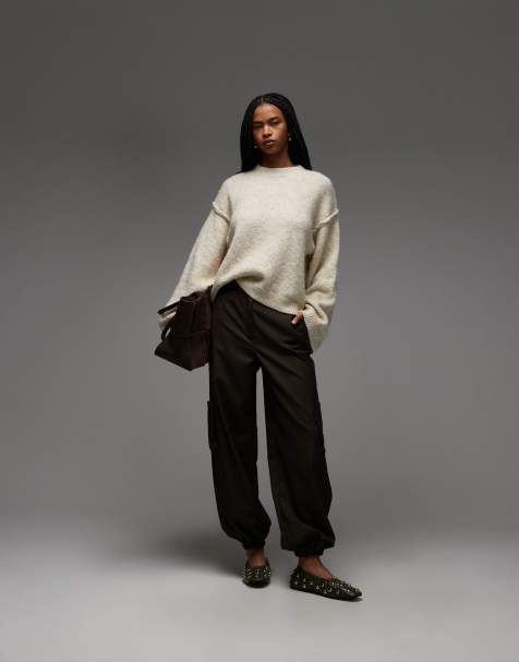 ASOS DESIGN – Kremowy sweter z mieszanki wełny z wyeksponowanymi ozdobnymi szwami - view 1