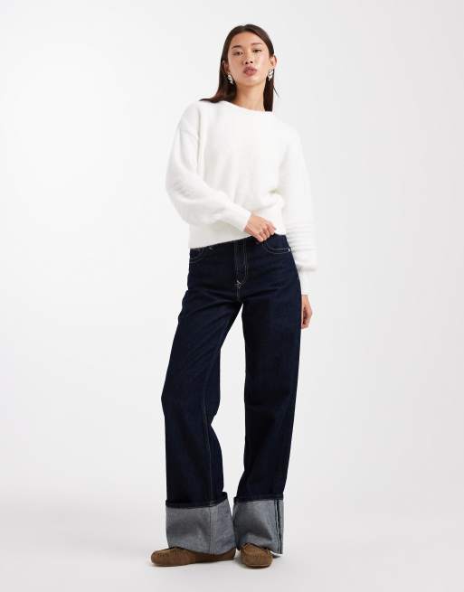 ASOS DESIGN – Kremowy sweter z ozdobnym ściegiem i wcięciem w talii, 2 z 4