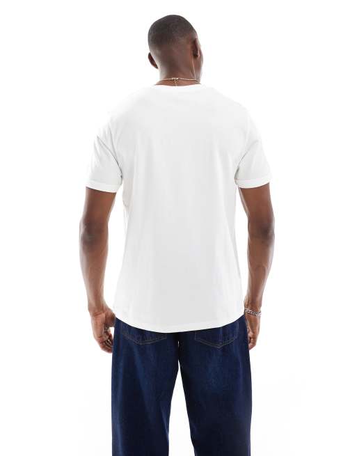 ASOS DESIGN – Kremowy T-shirt basic o regularnym kroju z podwijanymi rękawami, 3 z 4