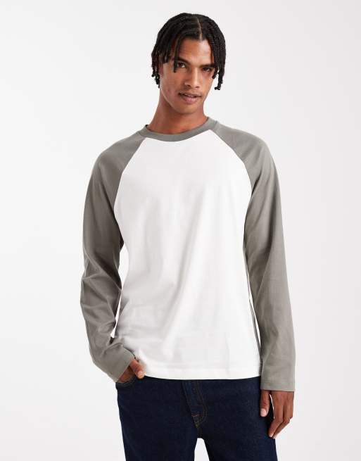 ASOS DESIGN – Kremowy T-shirt o luźnym kroju z reglanowymi rękawami