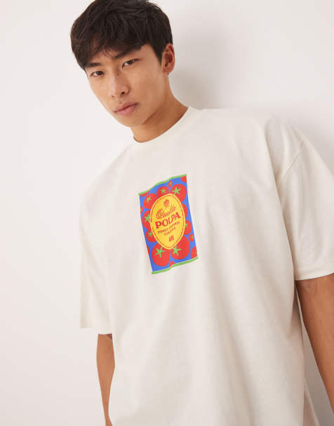 ASOS DESIGN – Kremowy T-shirt o pudełkowym kroju oversize i rysunkową grafiką - view 1