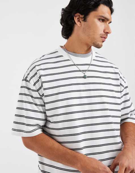 ASOS DESIGN – Kremowy T-shirt o pudełkowym kroju oversize w paski - view 1
