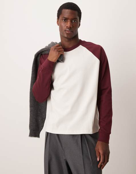ASOS DESIGN – Kremowy T-shirt o pudełkowym kroju oversize z długimi rękawami raglanowymi - view 1
