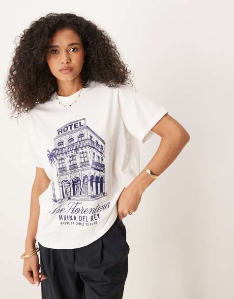 ASOS DESIGN – Kremowy T-shirt o regularnym kroju z grafiką „Florentina“ - view 1