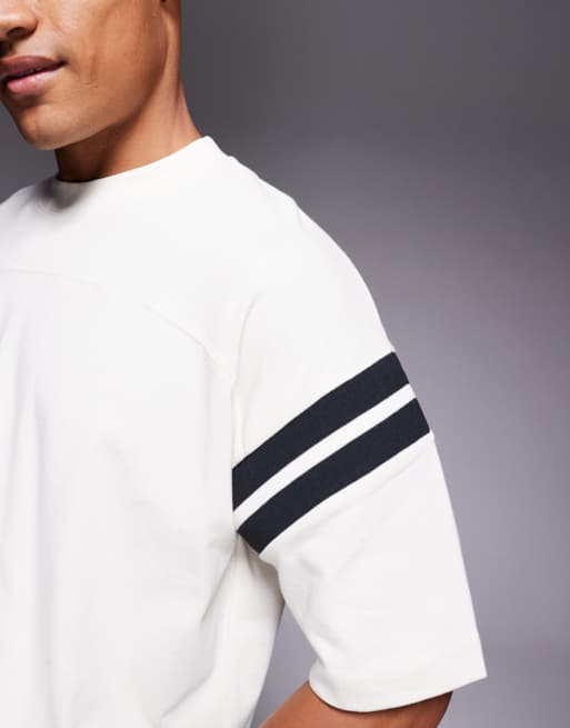 ASOS DESIGN – Kremowy T-shirt oversize o pudełkowym kroju ze wstawkami, 3 z 5