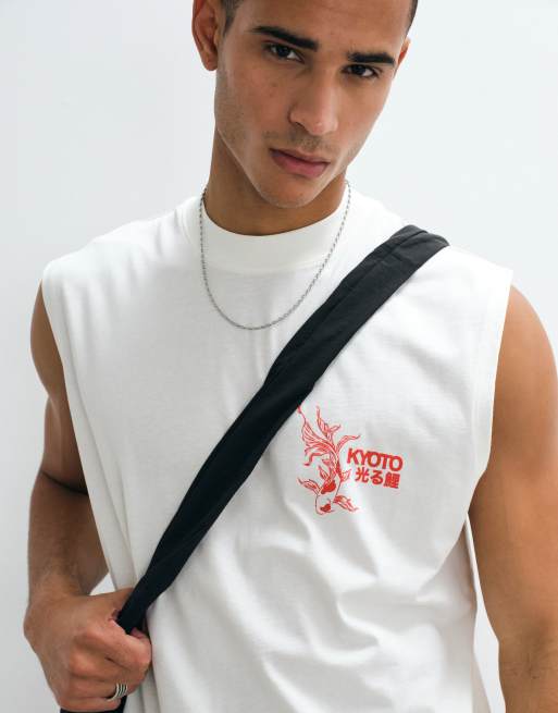 ASOS DESIGN – Kremowy T-shirt oversize z grafiką z karpiami koi, 3 z 5