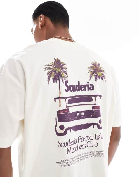 ASOS DESIGN – Kremowy T-shirt oversize z grafiką z samochodem - view 1