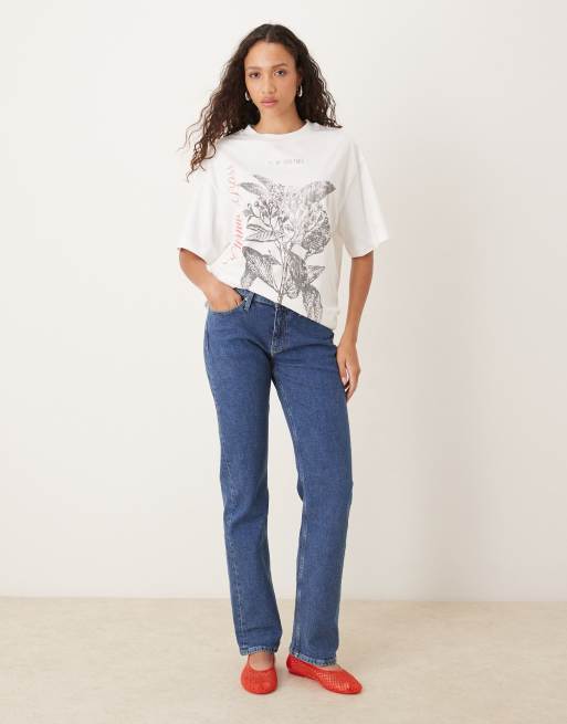 ASOS DESIGN – Kremowy T-shirt oversize z monochromatyczną grafiką róży, 4 z 4