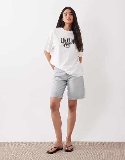 ASOS DESIGN – Kremowy T-shirt oversize ze znoszoną grafiką Los Cabos, 2 z 4