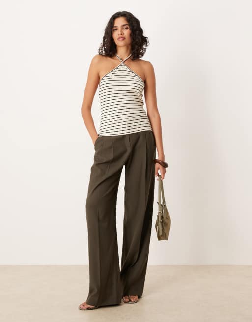 ASOS DESIGN – Kremowy top z dekoltem halter w paski, część zestawu, 2 z 4