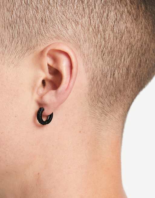 ASOS DESIGN – Kreolen in Mattschwarz mit Pavé-Verzierung