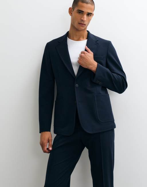 ASOS DESIGN - Kreukbestendig slim-fit pak met stretch in marineblauw, 2 van 3