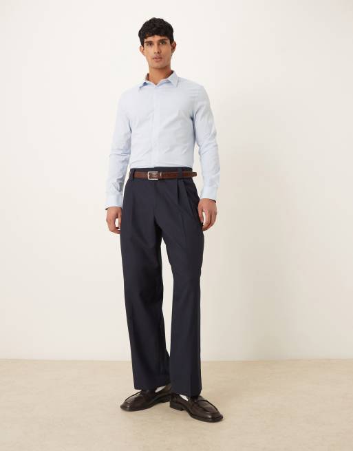 ASOS DESIGN - Kreukvrij net slim-fit overhemd in lichtblauw, 2 van 5