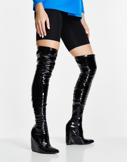Asos Design Stivali Di Vernice Neri ASOS DESIGN Krissy Stivali