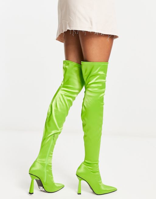 Lime green over on sale the knee boots