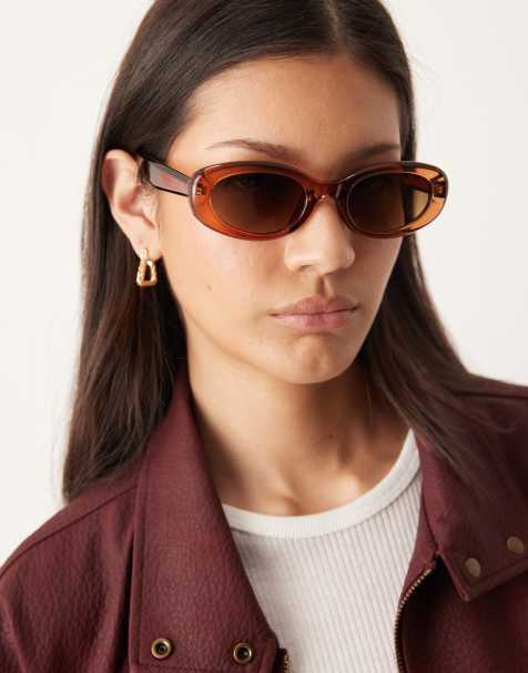 ASOS DESIGN – Kristallbruna, ovala solglasögon - view 1