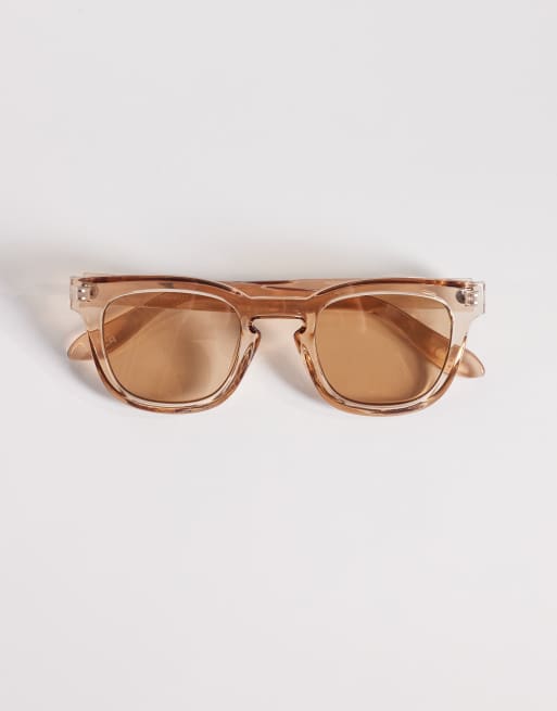 ASOS DESIGN – Kristallrosa, fyrkantiga solglasögon med bruna glas, 3 av 3