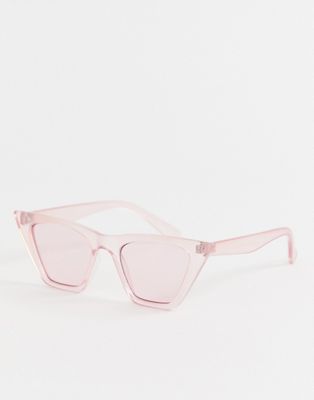 ASOS DESIGN – Kristallrosa solglasögon med rosa glas