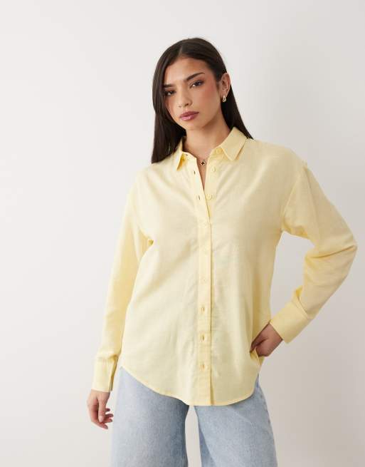 ASOS DESIGN - Kærnemælksfarvet skjorte i hørblanding, 3 af 4