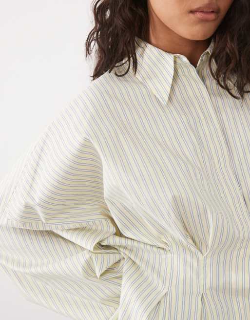 ASOS DESIGN - Kærnemælksfarvet skjorte med plisseret talje og striber, 3 af 4