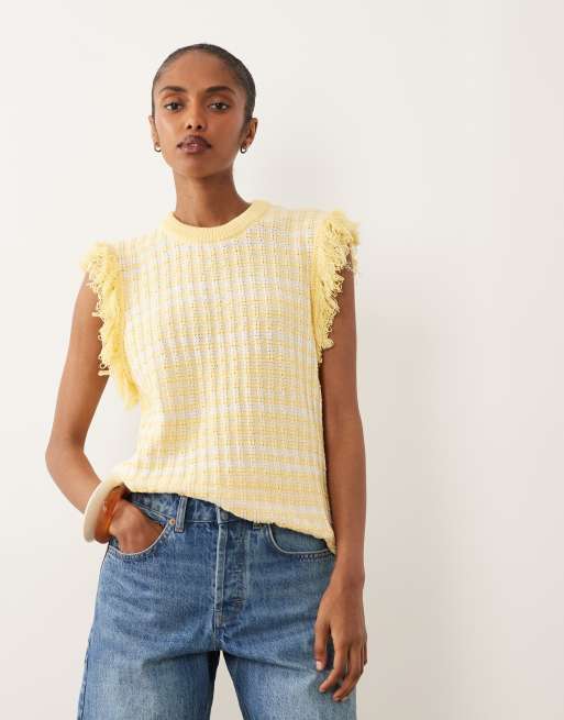ASOS DESIGN - Kærnemælksfarvet tanktop-trøje i strikket tweed, 2 af 4