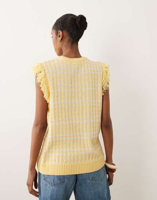 ASOS DESIGN - Kærnemælksfarvet tanktop-trøje i strikket tweed, 3 af 4