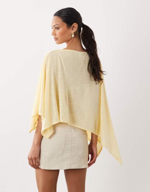 ASOS DESIGN - Kærnemælksgul gennemsigtig asymmetrisk kappe med nistret tekstur, 3 af 4