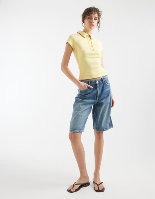 ASOS DESIGN - Kærnemælksgul krympet polo med tæppesyninger, 2 af 4