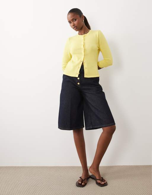 ASOS DESIGN - Kærnemælksgul strikket cardigan med 3/4-lange ærmer, 2 af 4