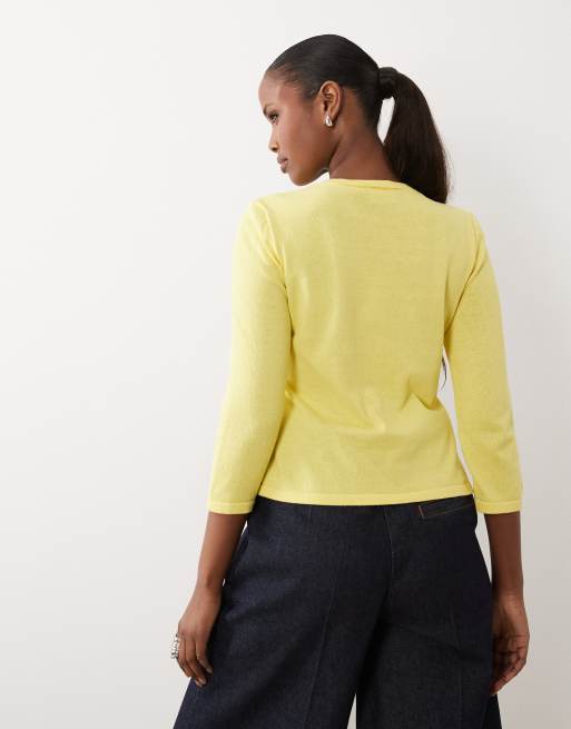 ASOS DESIGN - Kærnemælksgul strikket cardigan med 3/4-lange ærmer, 4 af 4