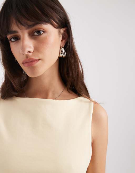 ASOS DESIGN - Kærnemælksgul tanktop med bådudskæring i kompakt bomuld, 3 af 4