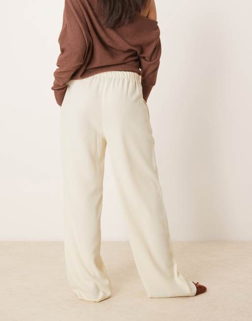 ASOS DESIGN - Kærnemælksgule skræddersyede pull-on-bukser med bindebånd i taljen i hørlook , 3 af 5