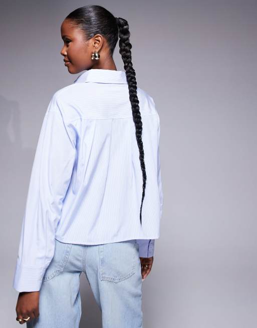 ASOS DESIGN – Krótka koszula w paski z zakładkami na plecach, 4 z 4