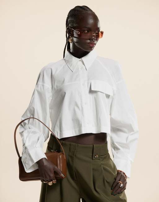 ASOS DESIGN – Krótka pudełkowa koszula z kieszenią z bawełny premium