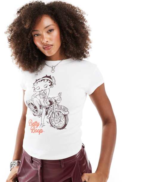 ASOS DESIGN baby tee with Betty Boop license in white