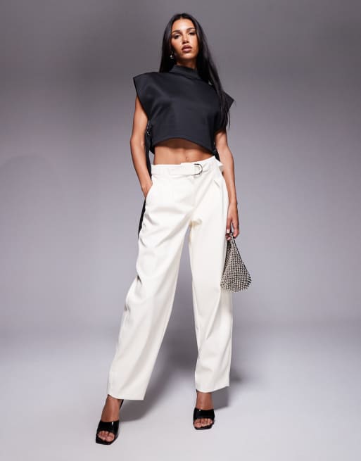 ASOS DESIGN – Krótki czarny top z golfem i wiązaniem po bokach, 2 z 4