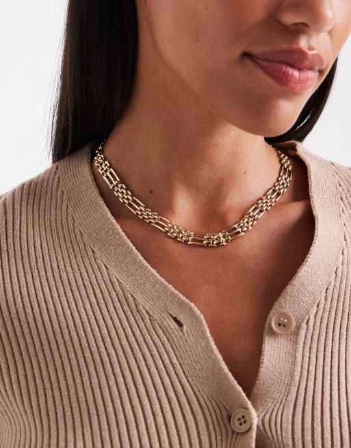 ASOS DESIGN – Krótki naszyjnik w stylu vintage w odcieniu złota