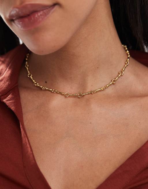 ASOS DESIGN – Krótki naszyjnik z teksturowanego łańcuszka w odcieniu złota vintage