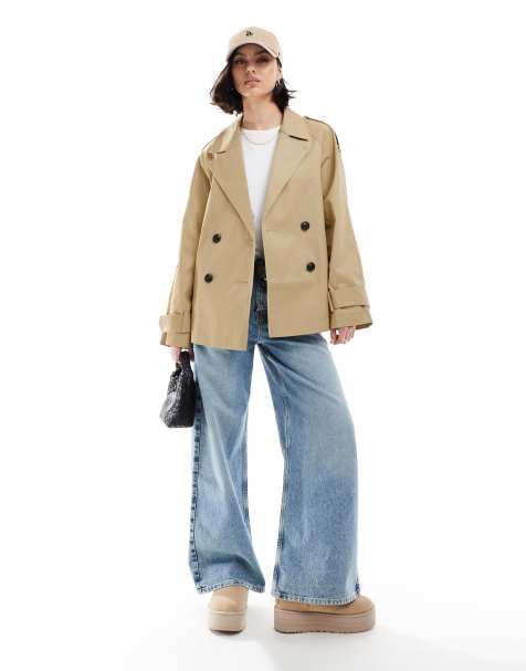 ASOS DESIGN – Krótki prochowiec w kolorze kamiennego beżu - view 1