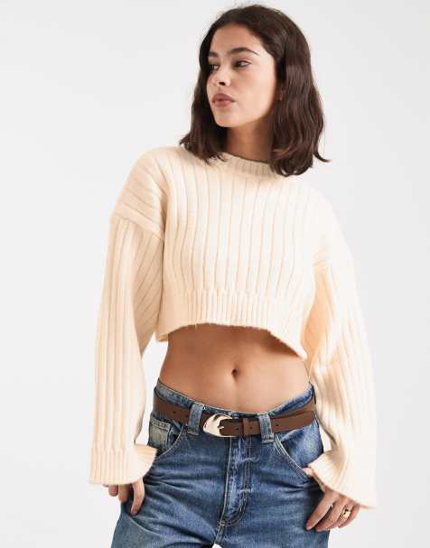 ASOS DESIGN cropped knit jumper with wide rib