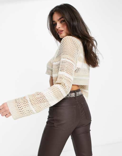 ASOS DESIGN – Krótki sweter w mieszany kamiennobeżowy wzór, 2 z 4