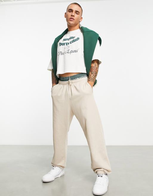 ASOS DESIGN – Krótki T-shirt oversize w kolorze złamanej bieli z nadrukiem