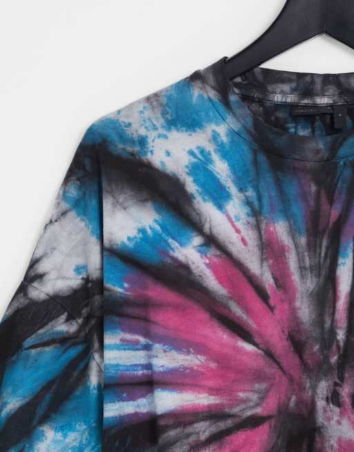 ASOS DESIGN – Krótki T-shirt oversize z festiwalowym efektem tie-dye, 3 z 4