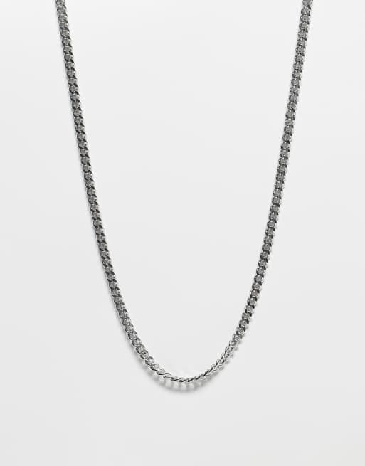 ASOS DESIGN – Krótki wąski łańcuszkowy naszyjnik 4 mm z wodoodpornej stali nierdzewnej w srebrnym kolorze   