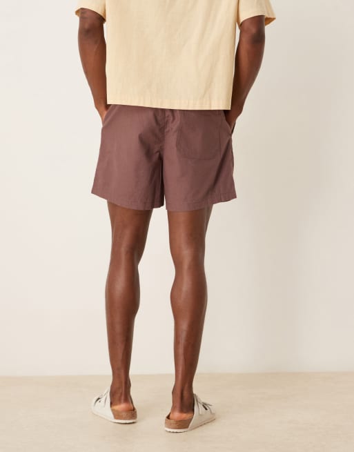 ASOS DESIGN – Krótkie brązowe szorty z materiału z dodatkiem lnu, 5 z 5