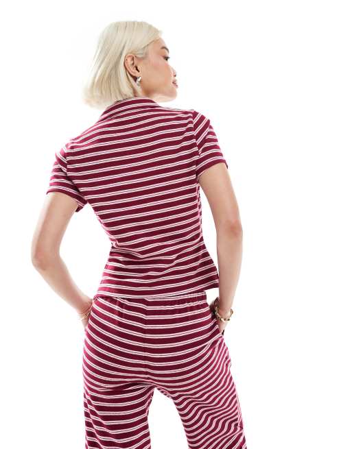 ASOS DESIGN - Krympet skjorte med reverskrave, tekstur og bordeaux striber - Del af sæt, 4 af 4
