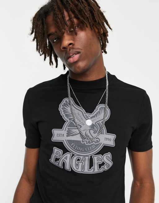 ASOS DESIGN - Krympet T-shirt med college-print i sort bomuld