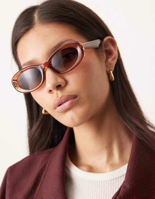 ASOS DESIGN – Kryształowobrązowe owalne okulary przeciwsłoneczne, 3 z 3